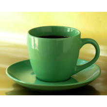 Tasse et soucoupe promotionnelles de porcelaine de couleur verte de glaçon